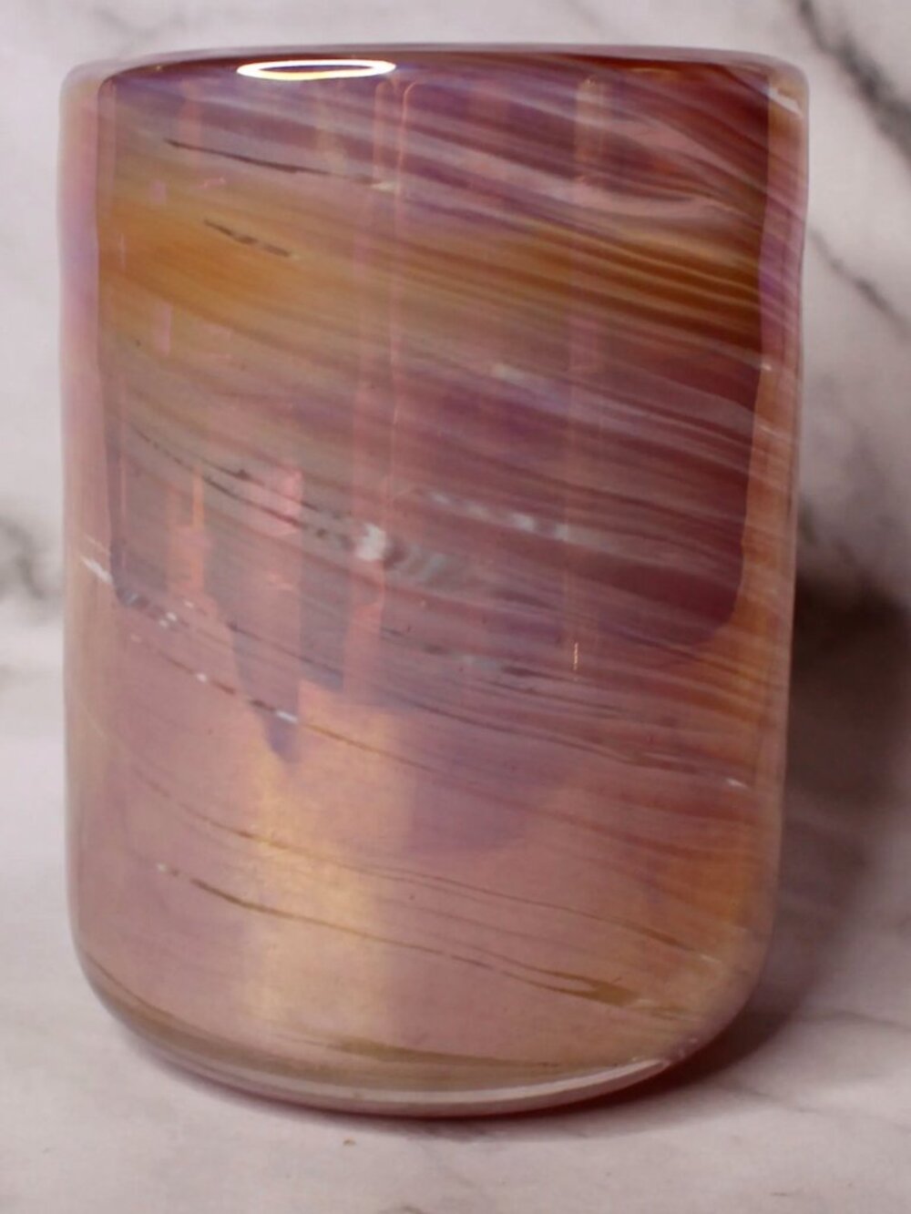 Pink Iridescent Glass Votive Holder